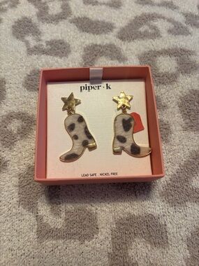 Piper K cowboy boot star earrings